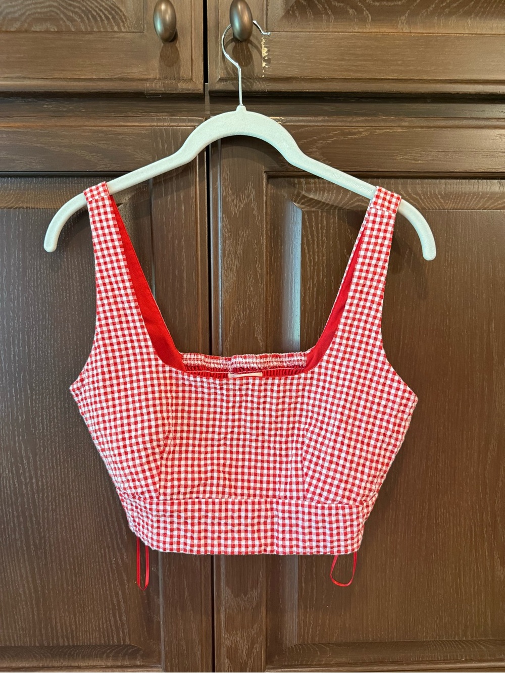 Gingham Red Crop Tank Top - Women